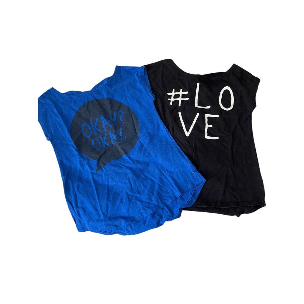 Total Girl Youth Girls Graphic T-Shirt Lot Love Okay Okay Short Sleeve Sz S 7/8